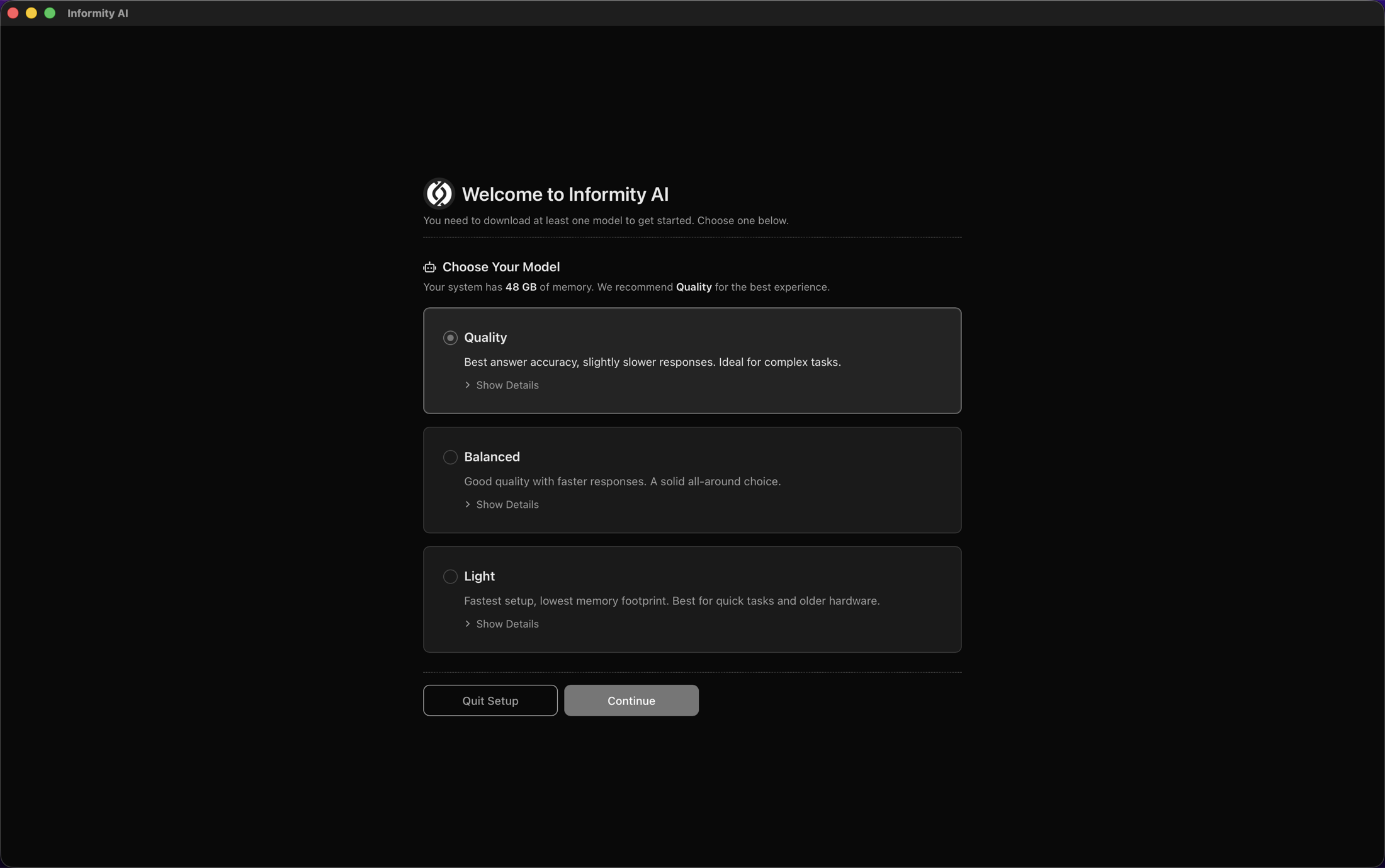 Setup and onboarding flow